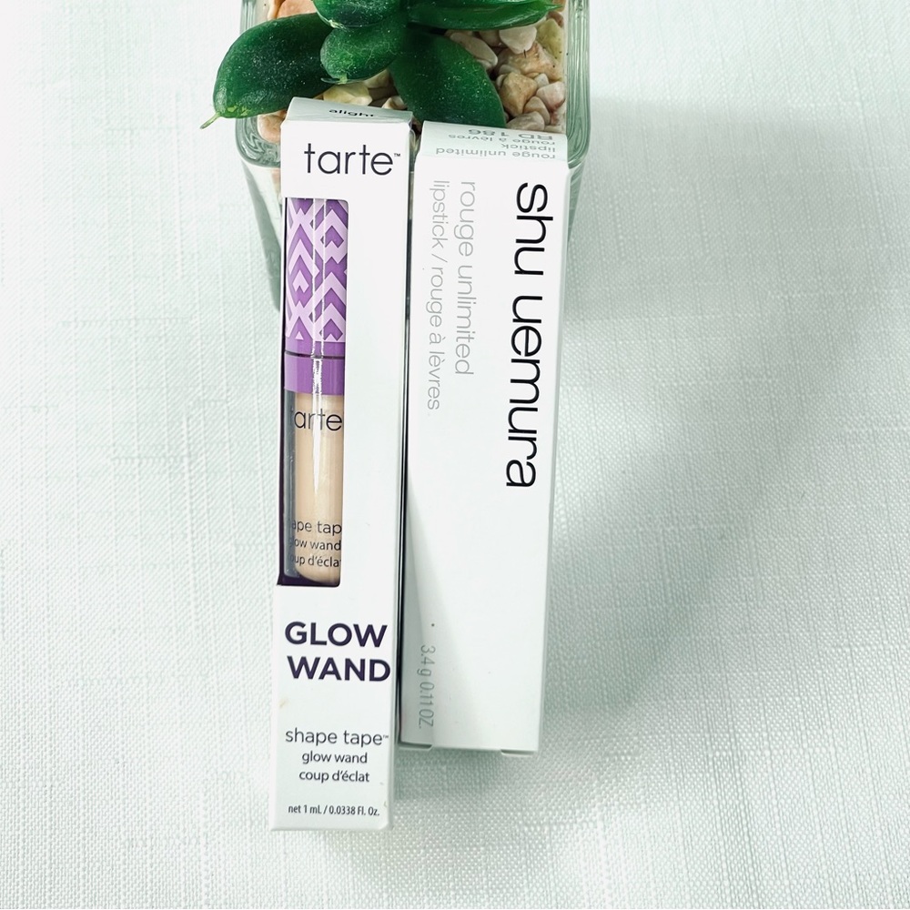 TARTE GLOW WAND ALIGHT and SHU UEMURA rouge unlimited lipstick RD 186 trending - Picture 2 of 7